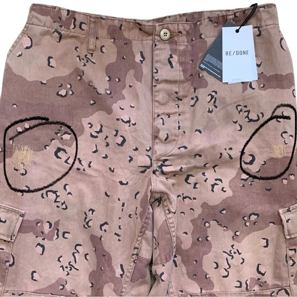 RE/DONE Brown/Tan NWT camouflage up-cycled cargo trousers Factory Distressed - Picture 10 of 16